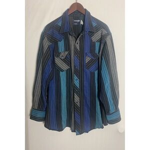 Wrangler Mens Regular Fit X-long Tails Shirt Pearl  Snap Pockets Blue Cowboy XL